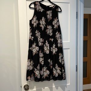 Ann Taylor Loft. Black floral dress size 16.